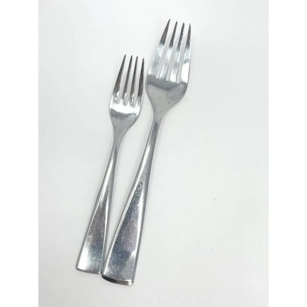 Oneida Grayson Glossy Stainless Serving Fork 9” And Salad Fork 7”